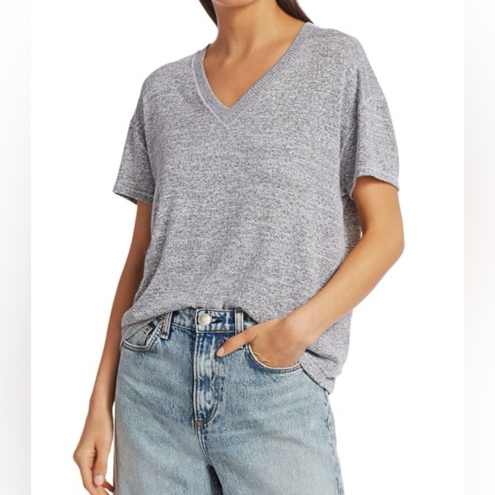 rag & bone Avryl V-Neck Light Gray T-Shirt - Women’s L